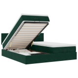 Cumpara ieftin Cadru de pat otoman cu saltele, catifea verde inchis 180x200cm