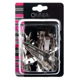 Set Clame Păr Metalice, Omnia, Lungime 6cm, Argintiu, 12 Bucăți, Oem