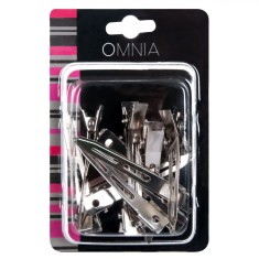 Set Clame Păr Metalice, Omnia, Lungime 6cm, Argintiu, 12 Bucăți