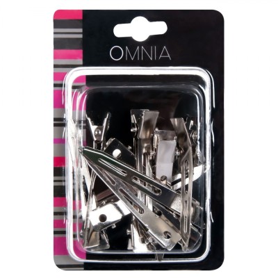 Set Clame Păr Metalice, Omnia, Lungime 6cm, Argintiu, 12 Bucăți foto