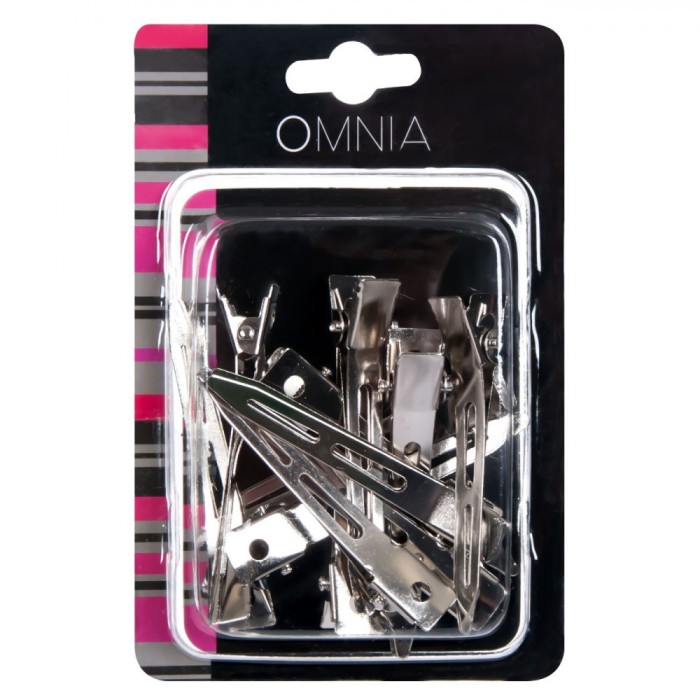 Set Clame Păr Metalice, Omnia, Lungime 6cm, Argintiu, 12 Bucăți