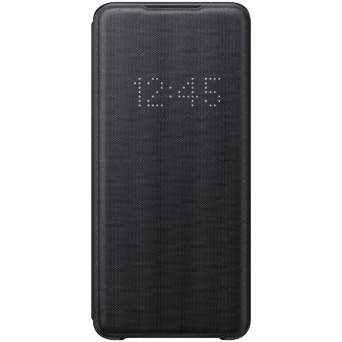 Husa Textil Samsung Galaxy S20 Ultra G988 / Samsung Galaxy S20 Ultra 5G G988, Led View, Neagra EF-NG988PBEGEU