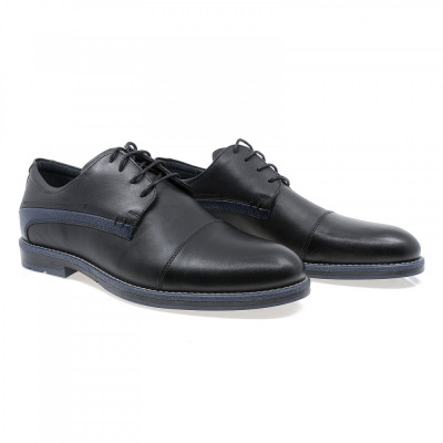 Pantofi barbati, Pieton, Pie-107, casual, piele naturala, negru foto