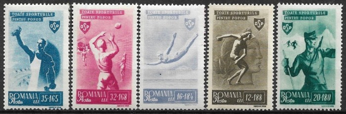 C2618 - Romania 1945 - Sport 5v.neuzat,perfecta stare