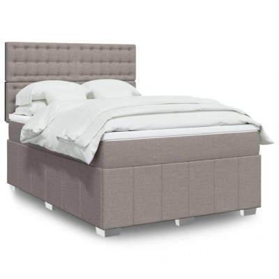 vidaXL Pat continental cu saltea gri taupe 140x200 cm material textil 3291709 foto
