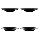 Set farfurii 4 piese, adanci, pentru paste, negre, din opal, diametru 28.5 cm