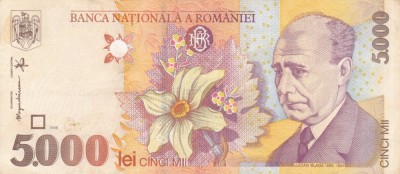 ROMANIA 5.000 lei 1998 XF!!! foto