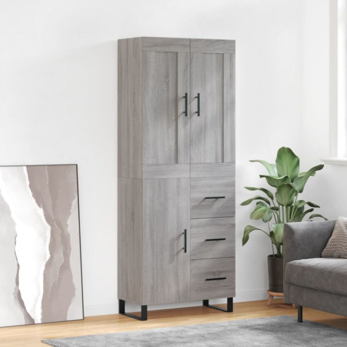vidaXL Dulap &icirc;nalt, gri sonoma, 69,5x34x180 cm, lemn compozit