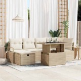 Cumpara ieftin Set de canapele pentru grădină cu pernă 7 pcs Bej Rattan poli
