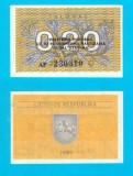 Lituania (p#30b) 0.2 Talonas 1991 UNC &#039;&Icirc;nlocuitorul Rublei Sovietice&#039; Cu text pe valoare