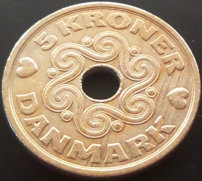 Moneda 5 COROANE / Kroner - DANEMARCA, anul 1990 *cod 389 B foto