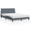 VidaXL Pat cu saltea, Hanko, gri &icirc;nchis, 140x190 cm, catifea 3208593
