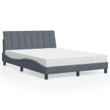 VidaXL Pat cu saltea, Hanko, gri &icirc;nchis, 140x190 cm, catifea 3208593