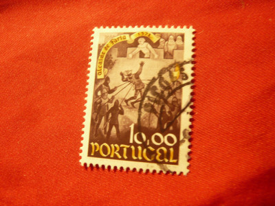 Timbru Portugalia 1973 - 800 Ani Conclav Abatele Faria , 10es stampilat foto