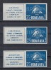 ROMANIA EXIL 1960 EMISIUNEA 22 SERIE NEDANTELATA CU VIGNETA IN 3 LIMBI MNH, Nestampilat