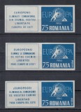 ROMANIA EXIL 1960 EMISIUNEA 22 SERIE NEDANTELATA CU VIGNETA IN 3 LIMBI MNH, Nestampilat