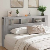 VidaXL Tăblie de pat cu LED gri sonoma 200x18,5x103,5cm lemn prelucrat