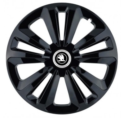 Set 4 capace roti pentru Skoda Nou Alb-Negru, model Terra Black, R15 foto
