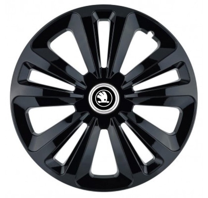 Set 4 capace roti pentru Skoda Nou Alb-Negru, model Terra Black, R15