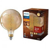 Bec LED vintage Philips Classic-Giant G200, dimabil, E27, 7W (40W), 470 lm, Becuri economice, Calda (2000 - 3499 K)