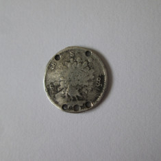 Rara! Burma 1/8 Rupee 1214(1852) argint moneda gaurita