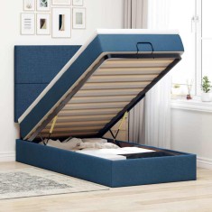 vidaXL Cadru de pat otoman cu saltea țesătură albastră 90x190cm 3313891
