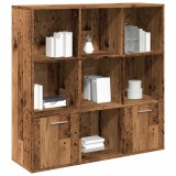 Biblioteca vidaXL Lemn Vechi 98x29x97.5cm, 7 Compartimente, 2 Usi, Rafturi Depozitare, Mobilier Living Maro