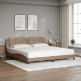 VidaXL Cadru de pat cu tăblie, cappuccino, 200x200 cm, piele ecologică