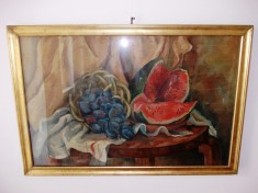 &amp;quot;Natura statica cu fructe&amp;quot;, ulei carton, 89x60 cm, semnat, datat 1939 foto