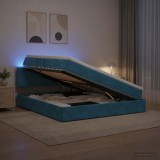 Cumpara ieftin Pat cu LED si saltea Albastru inchis 160 x 200 cm Catifea