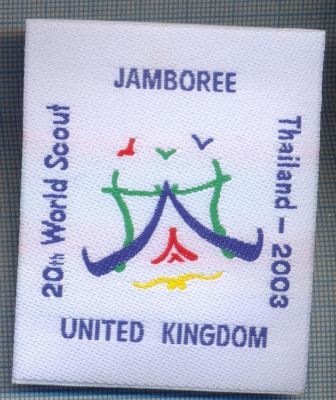 AX 1261 EMBLEMA CERCETASI- JAMBOREE 20TH WORLD SCOUT -UK -PENTRU COLECTIONARI foto