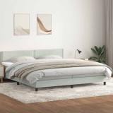 Cumpara ieftin Pat box spring cu saltea, gri deschis, 200x210 cm, catifea