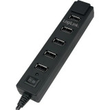 Cumpara ieftin Hub Extern Logilink Conectare Prin Usb 2.0 Alimentare Retea 220 V Cablu 0.9 M Negru Ua0124