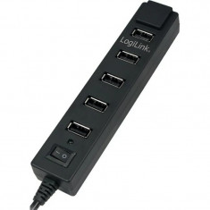 Hub Extern Logilink Conectare Prin Usb 2.0 Alimentare Retea 220 V Cablu 0.9 M Negru Ua0124 foto