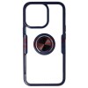 Husa iPhone 13 Pro, Tip Carbon, Inel Rotativ, Albastru, TPU+PC, Protectie Shockproof
