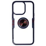 Husa iPhone 13 Pro, Tip Carbon, Inel Rotativ, Albastru, TPU+PC, Protectie Shockproof