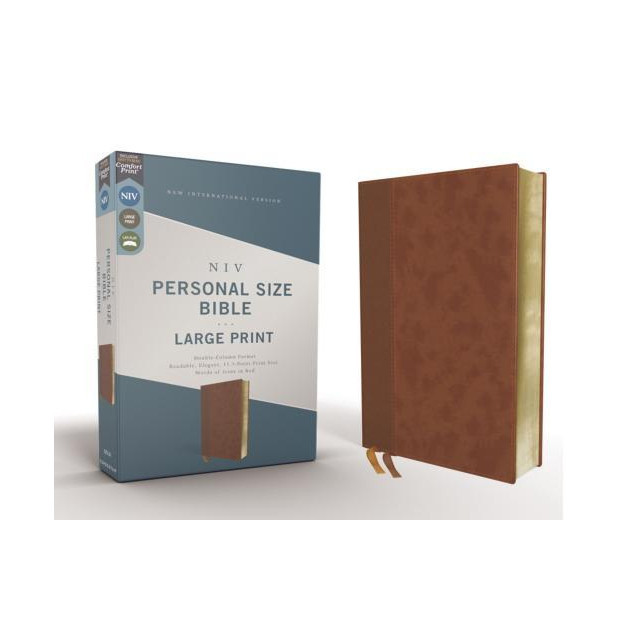 Niv, Personal Size Bible, Large Print, Leathersoft, Brown, Red Letter Edition, Comfort Print