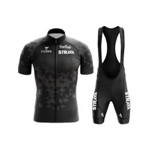 Echipament ciclism Strava negru 2023 set NOU pantaloni tricou foto