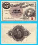 Suedia (pick 33) 5 Kronor 1947 aUNC+ serie: I.336738