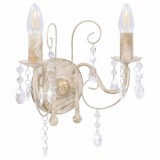 Cumpara ieftin Lampa de perete cu margele, alb antichizat, 2 becuri x E14