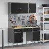 Set banc de lucru, 8 piese, negru, oțel
