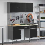Set banc de lucru, 8 piese, negru, oțel