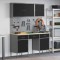 Set banc de lucru, 8 piese, negru, oțel
