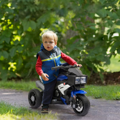 HOMCOM Motocicleta Electrica pentru Copii 3-5 ani 3 Roti Lumini Sunete Baterie 6V Albastru