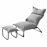 Fotoliu relax reglabil cu taburet pentru picioare,set 2 piese pentru gradina si balcon,pozitie de sezut ajustabila,perne extra groase de 15 cm pent
