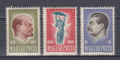 UNGARIA 1947 REVOLUTIA DIN OCTOMBRIE A 30 a ANIVERSARE SERIE MNH foto
