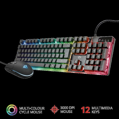 Kit TASTATURA si Mouse TRUST - gaming &amp;amp;quot;GXT 838 Azor&amp;amp;quot; cu fir 104 taste format standard switch USB negru &amp;amp;quot;TR-23289&amp;amp;quot; (include TV 0.75 foto