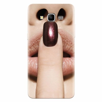 Husa silicon pentru Samsung Grand Prime, Finger Purple Nailpolish Girl Lips foto