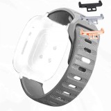 Curea silicon, compatibila Huawei Watch Fit 1, cu adaptor dedicat, Silver Whisper