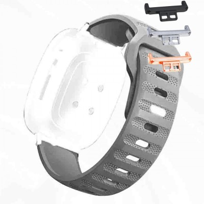 Curea silicon, compatibila Huawei Watch Fit 1, cu adaptor dedicat, Silver Whisper foto